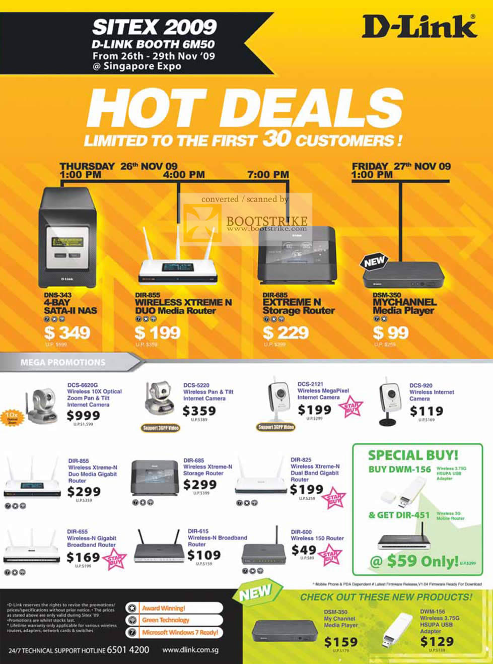 Sitex 2009 price list image brochure of D-Link NAS Wireless N Media Router Storage Player Internet Camera IPCam Adapter