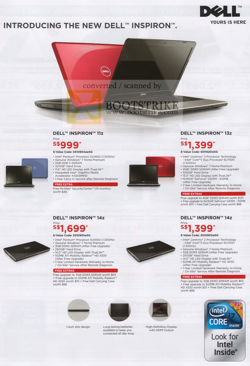Sitex 2009 price list image brochure of Dell Inspiron 11z 13z 14z Notebooks