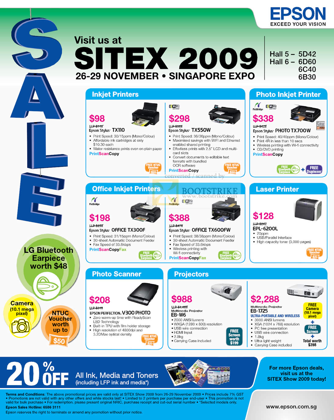 Sitex 2009 price list image brochure of Epson Printers Inkjet Office Laser Photo Scanner Projectors Toners