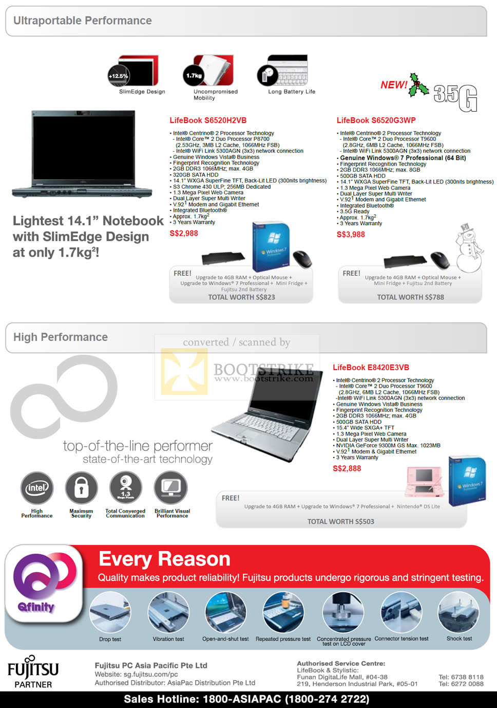 Sitex 2009 price list image brochure of Fujitsu Lifebook S6520 H2VB G3WP Notebooks E8420 E3VB
