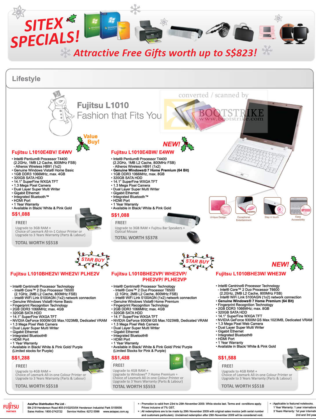 Sitex 2009 price list image brochure of Fujitsu Lifestyle L1010 Notebooks