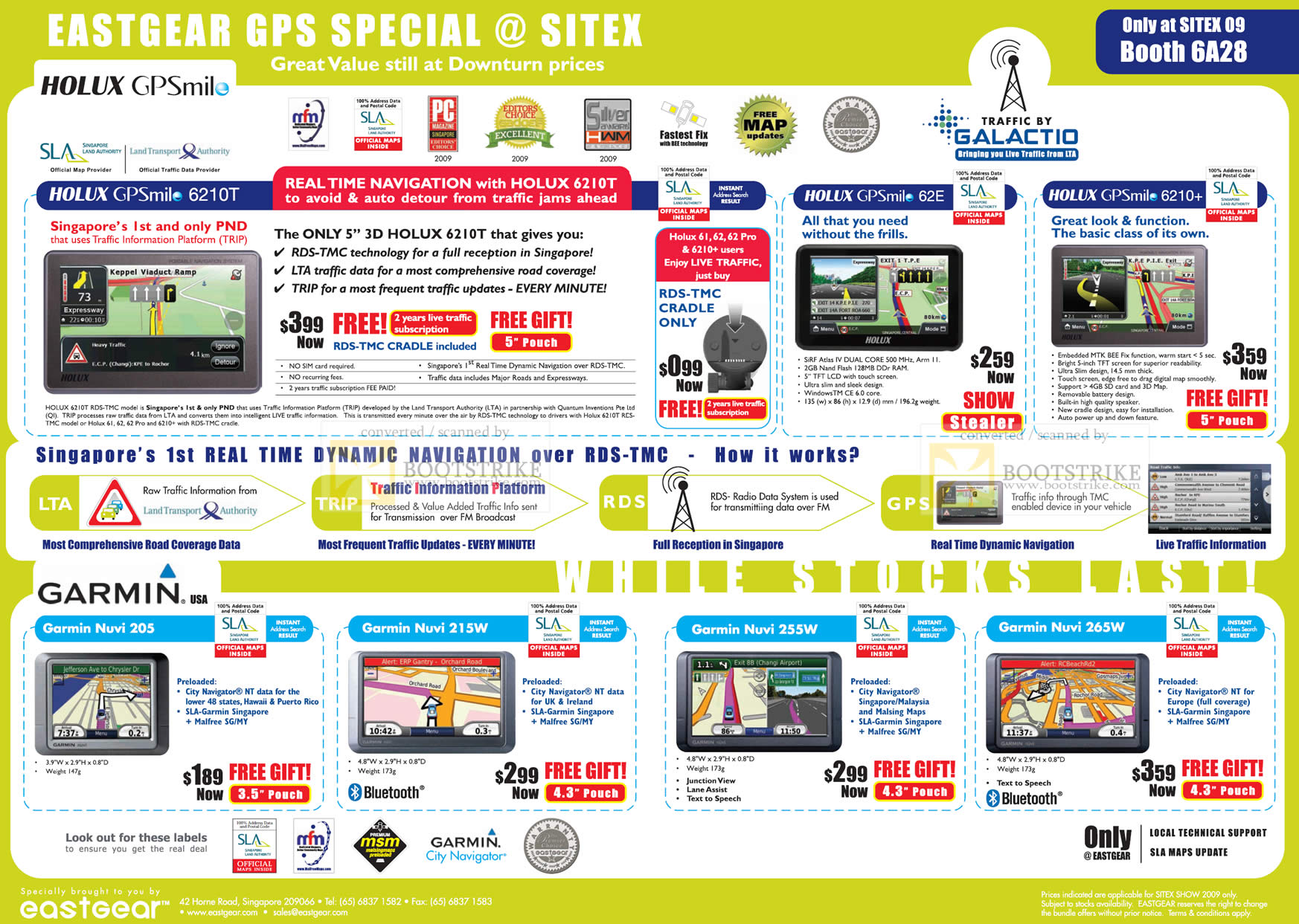 Sitex 2009 price list image brochure of Garmin Nuvi 205 215W 255W 265W Holux GPSmile GPS 62E 6210 6210T