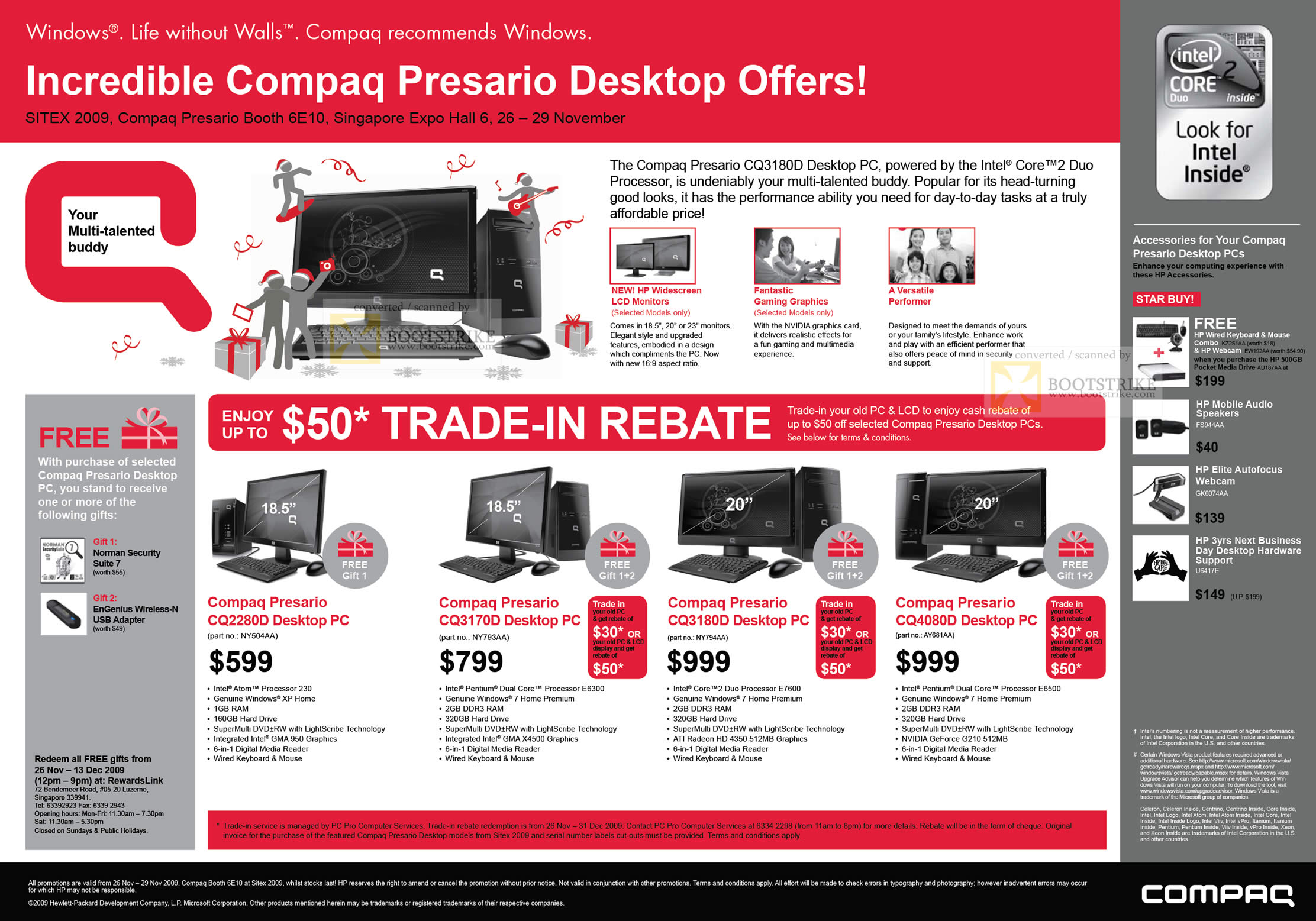 Sitex 2009 price list image brochure of HP Compaq Presario Desktop PC CQ2280D CQ3170D CQ3180D CQ4080D