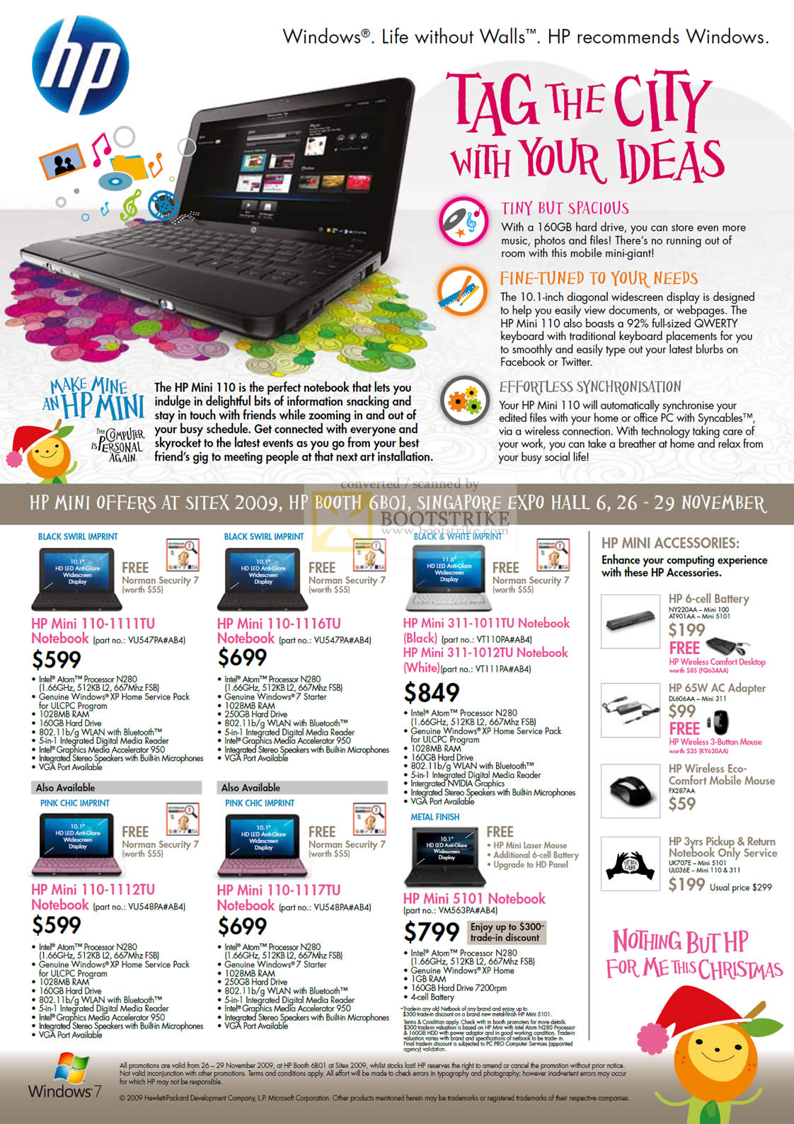 Sitex 2009 price list image brochure of HP Mini Notebooks Mini 110 1111TU 1116TU 1117TU 311 5101