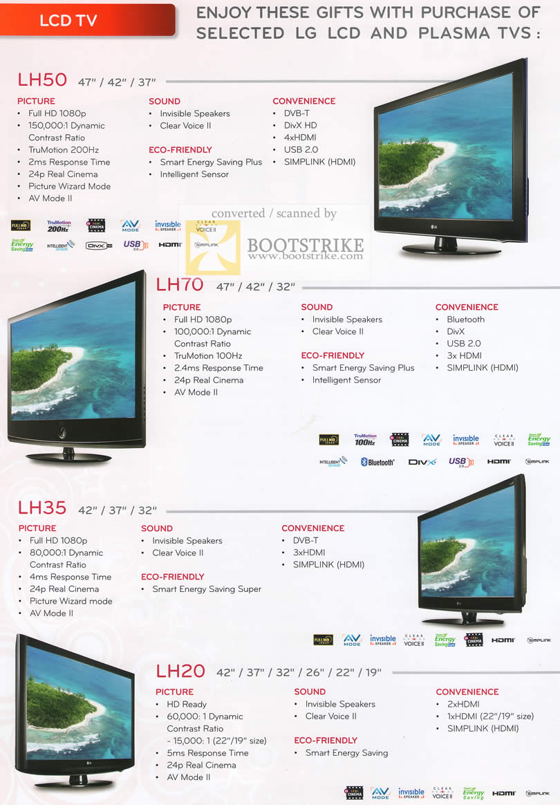 Sitex 2009 price list image brochure of LG LCD TV LH50 LH70 LH35 LH20