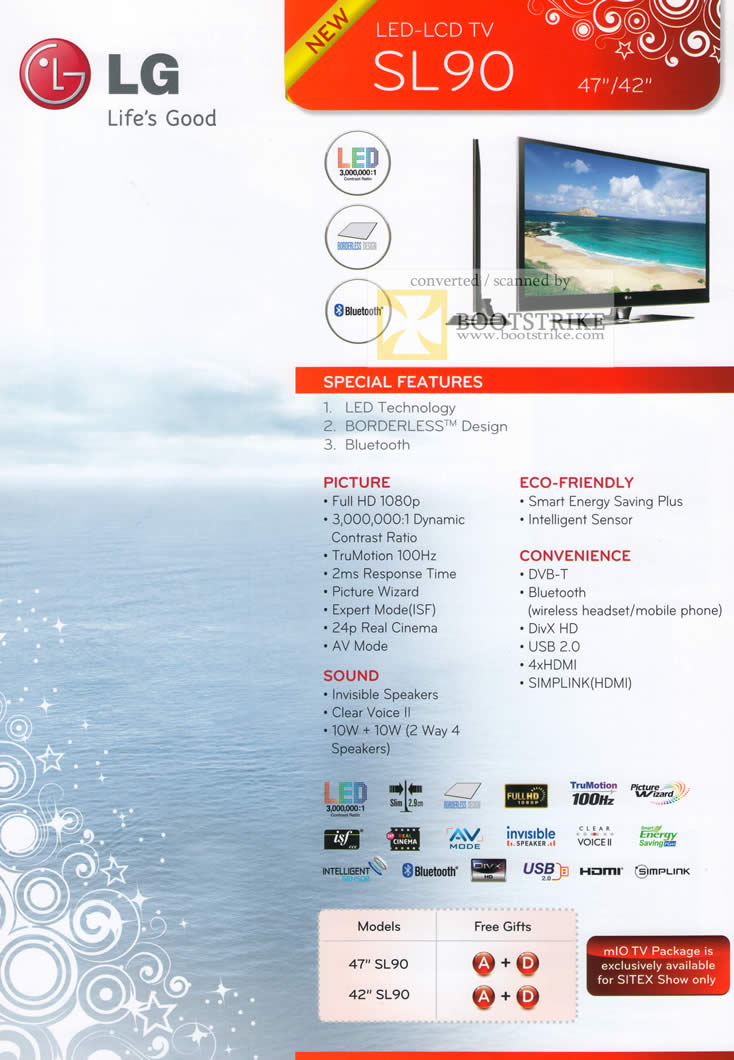 Sitex 2009 price list image brochure of LG LED LCD TV SL90
