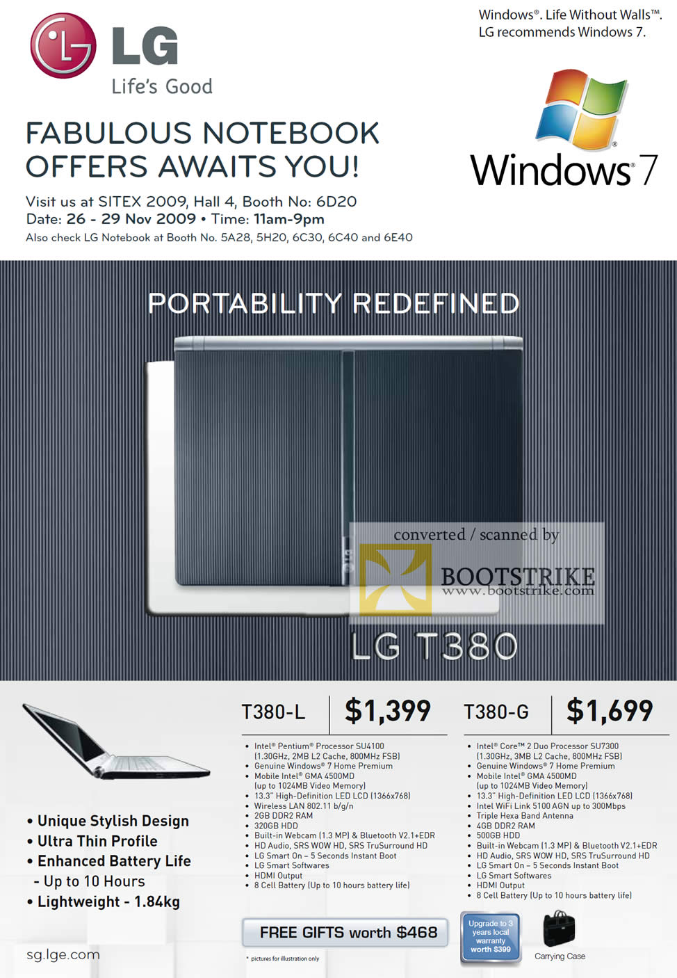 Sitex 2009 price list image brochure of LG T380 L T380 G Ultra Thin Notebooks