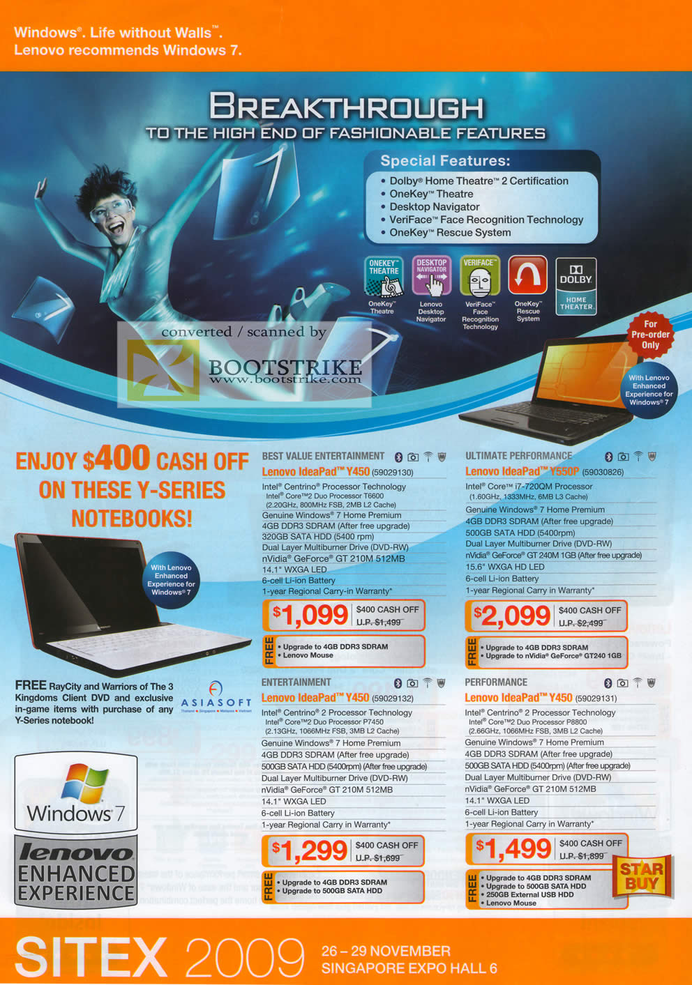 Sitex 2009 price list image brochure of Lenovo IdeaPad Y450 Y550P Y Series Notebooks