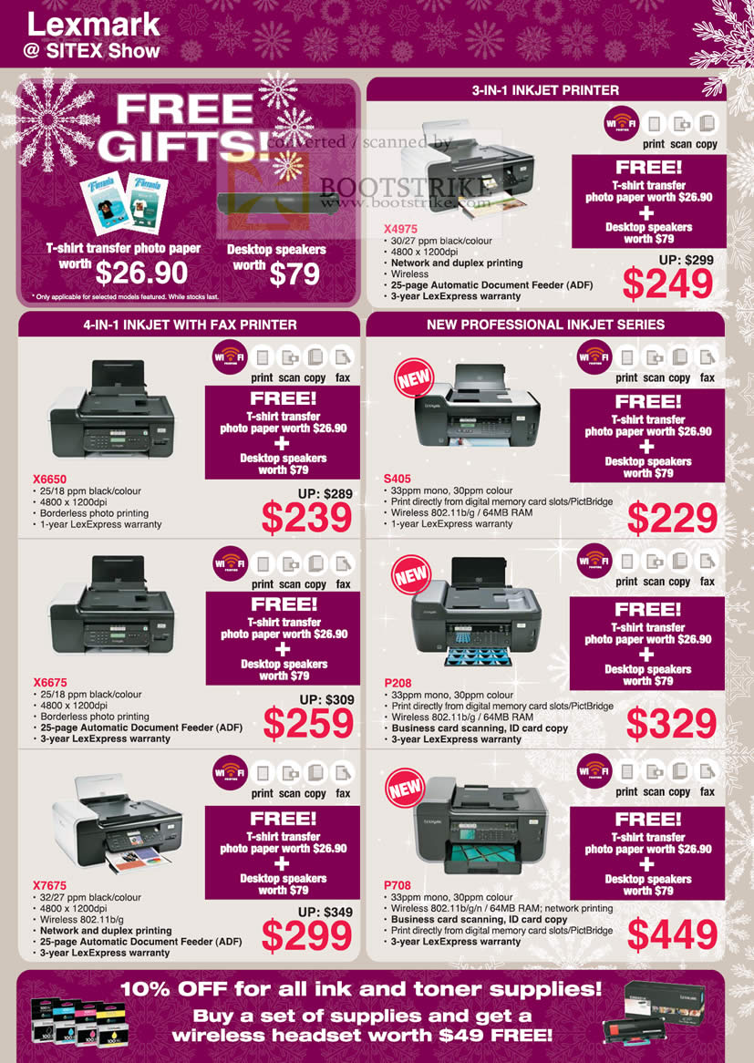 Sitex 2009 price list image brochure of Lexmark Inkjet Printers Multi Function Professional Fax