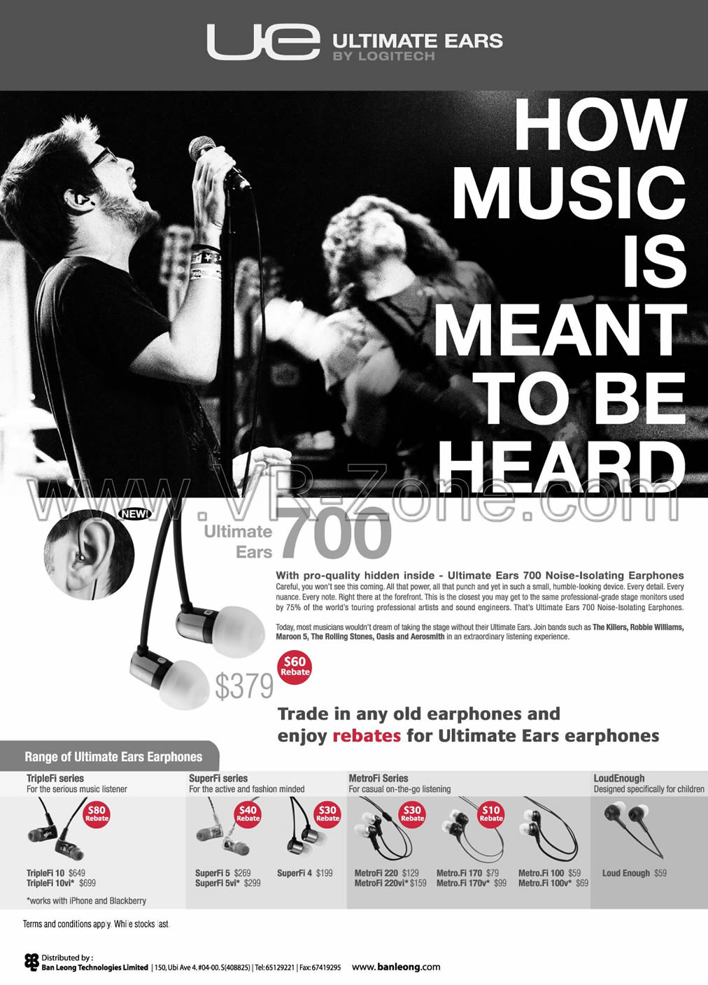 Sitex 2009 price list image brochure of Logitech Ultimate Ears TripleFi SuperFi MetroFi LoudEnough