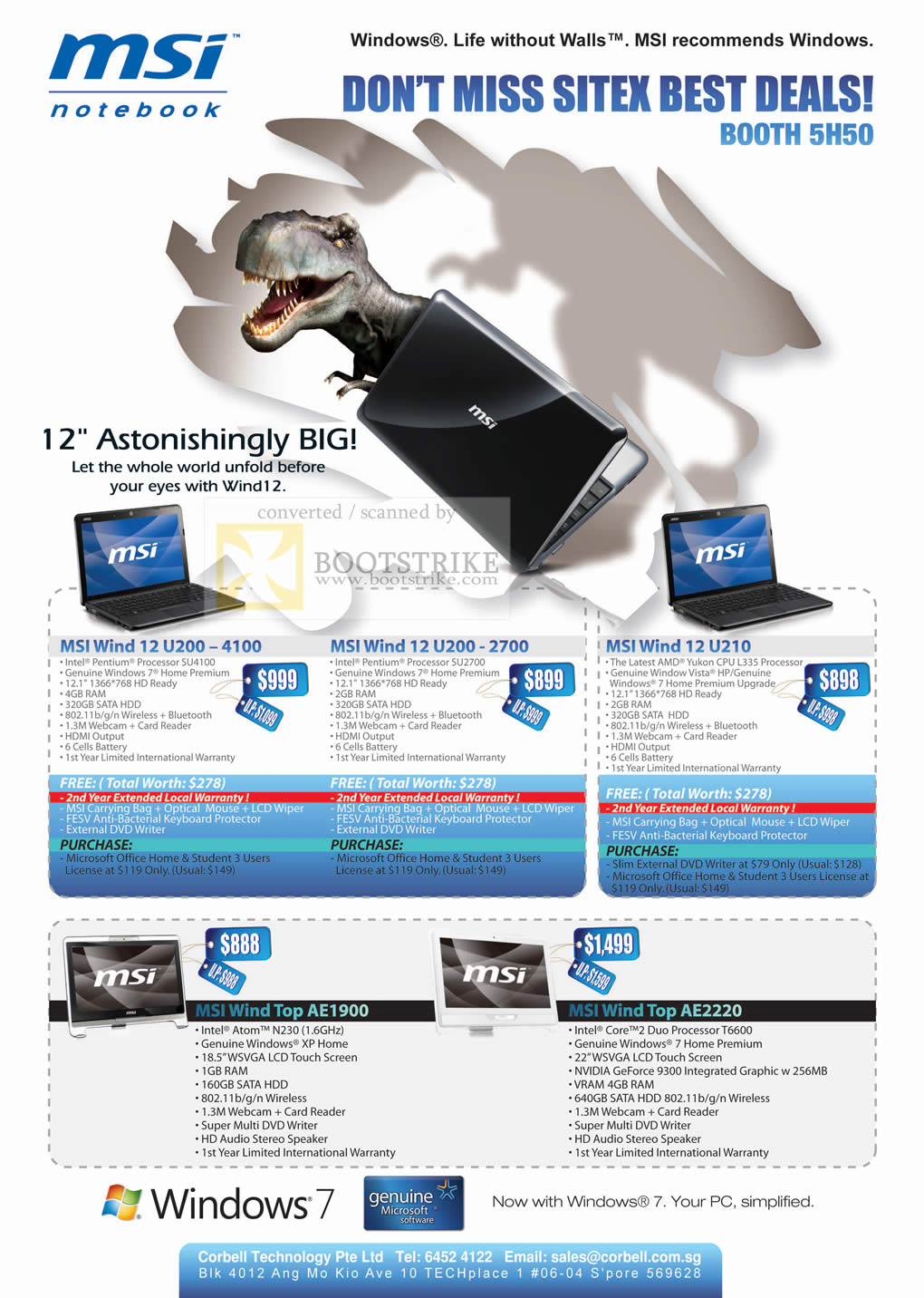Sitex 2009 price list image brochure of MSI Notebook Wind 12 U200 4100 2700 U210 Top AE1900 AE2220