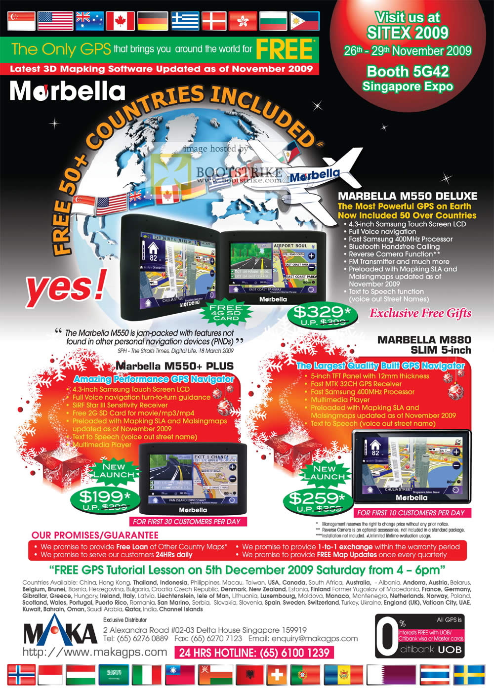 Sitex 2009 price list image brochure of Maka Morbella GPS Navigation M550 Deluxe Plus M880