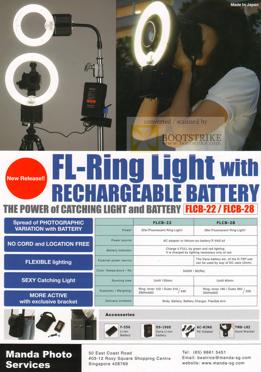 Sitex 2009 price list image brochure of Manda Photo Services FL Ring Light Battery Accessories