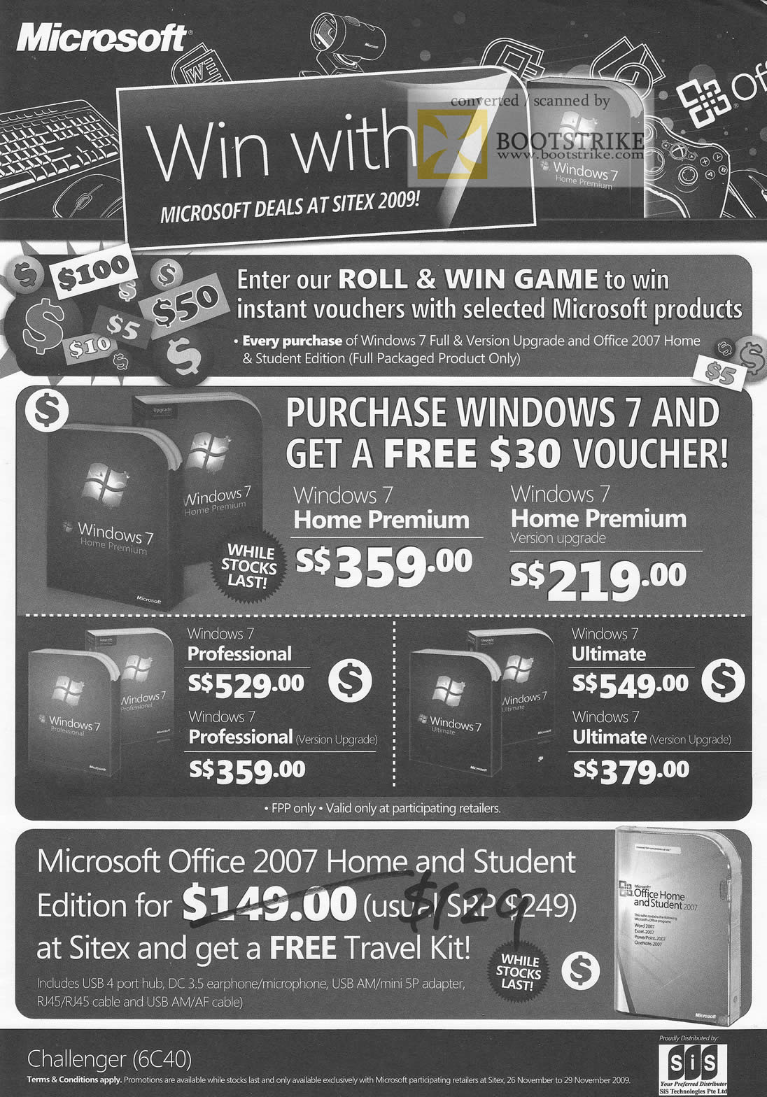Sitex 2009 price list image brochure of Microsoft Challenger Windows 7 Office 2007