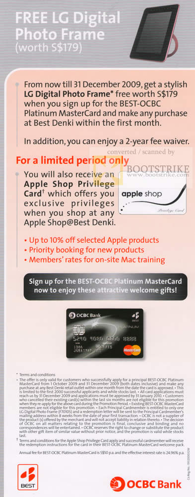 Sitex 2009 price list image brochure of OCBC LG Digital Photo Frame Platinum MasterCard