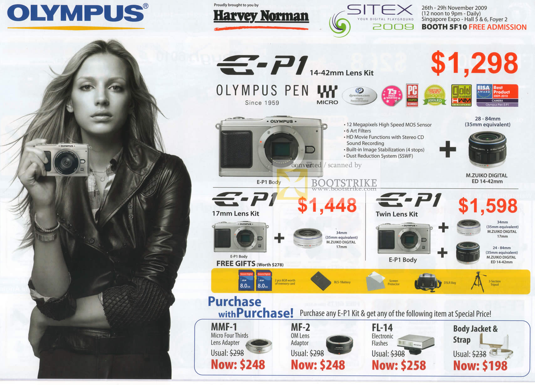 Sitex 2009 price list image brochure of Olympus Digital Cameras E P1 Lens Kit Promotion