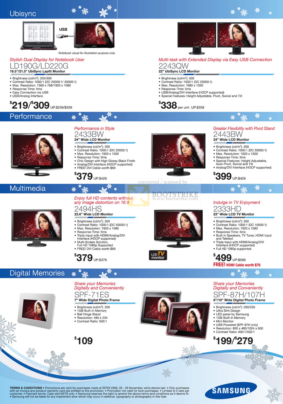 Sitex 2009 price list image brochure of Samsung LCD Monitors Digital Photo Frame SPF
