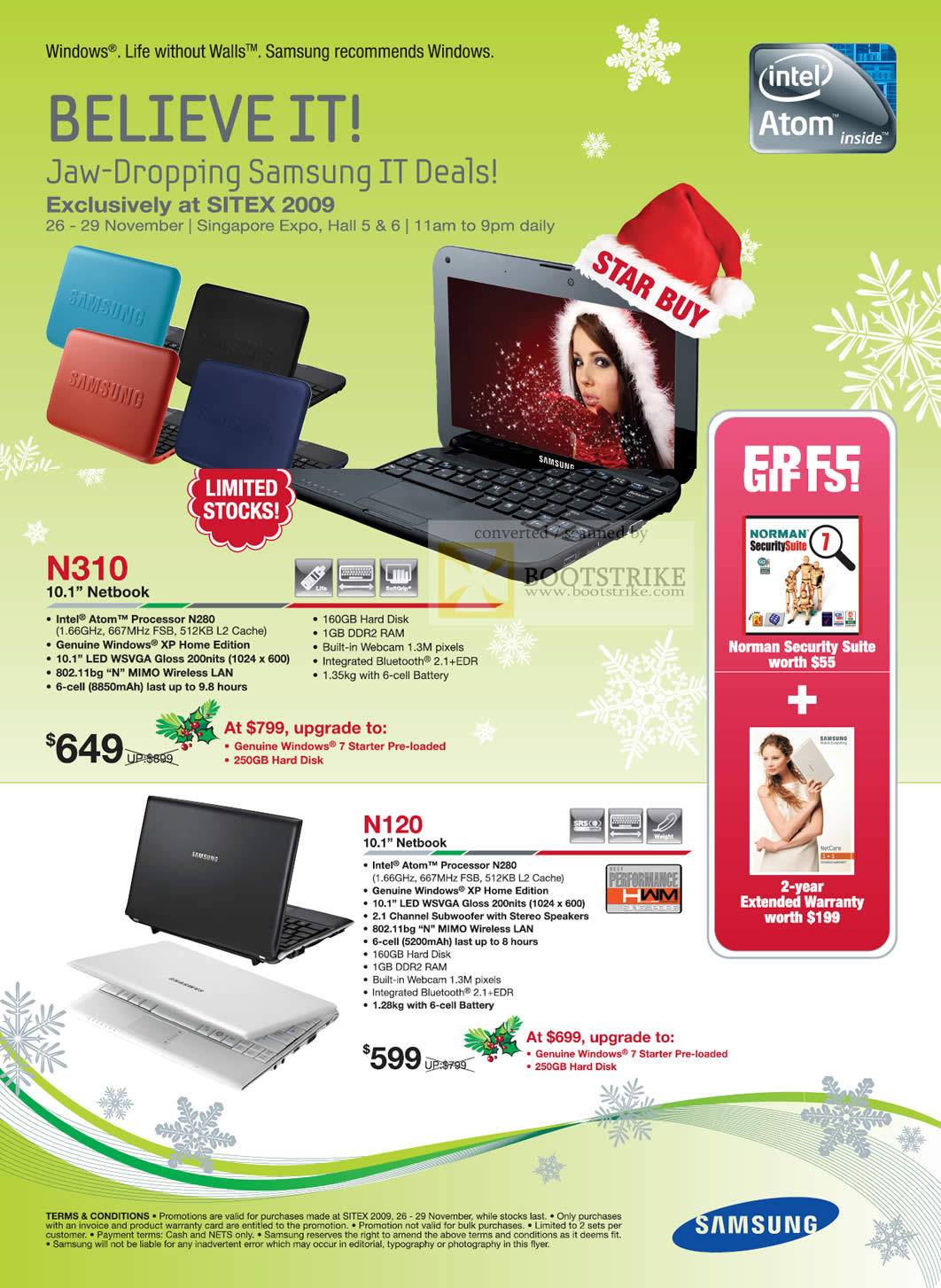 Sitex 2009 price list image brochure of Samsung Netbooks N310 N120