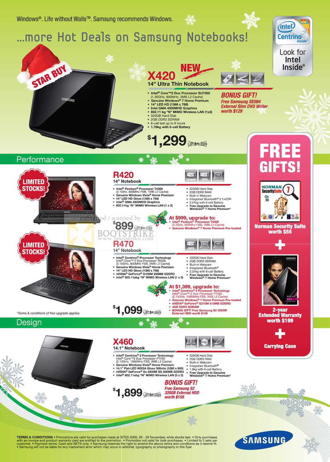 Sitex 2009 price list image brochure of Samsung Notebooks X420 R420 R470 X460