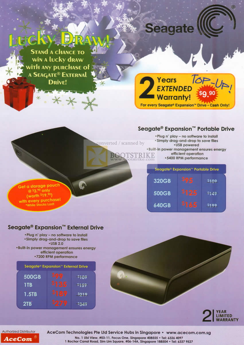 Sitex 2009 price list image brochure of Seagate Expansion Portable Storage Drive
