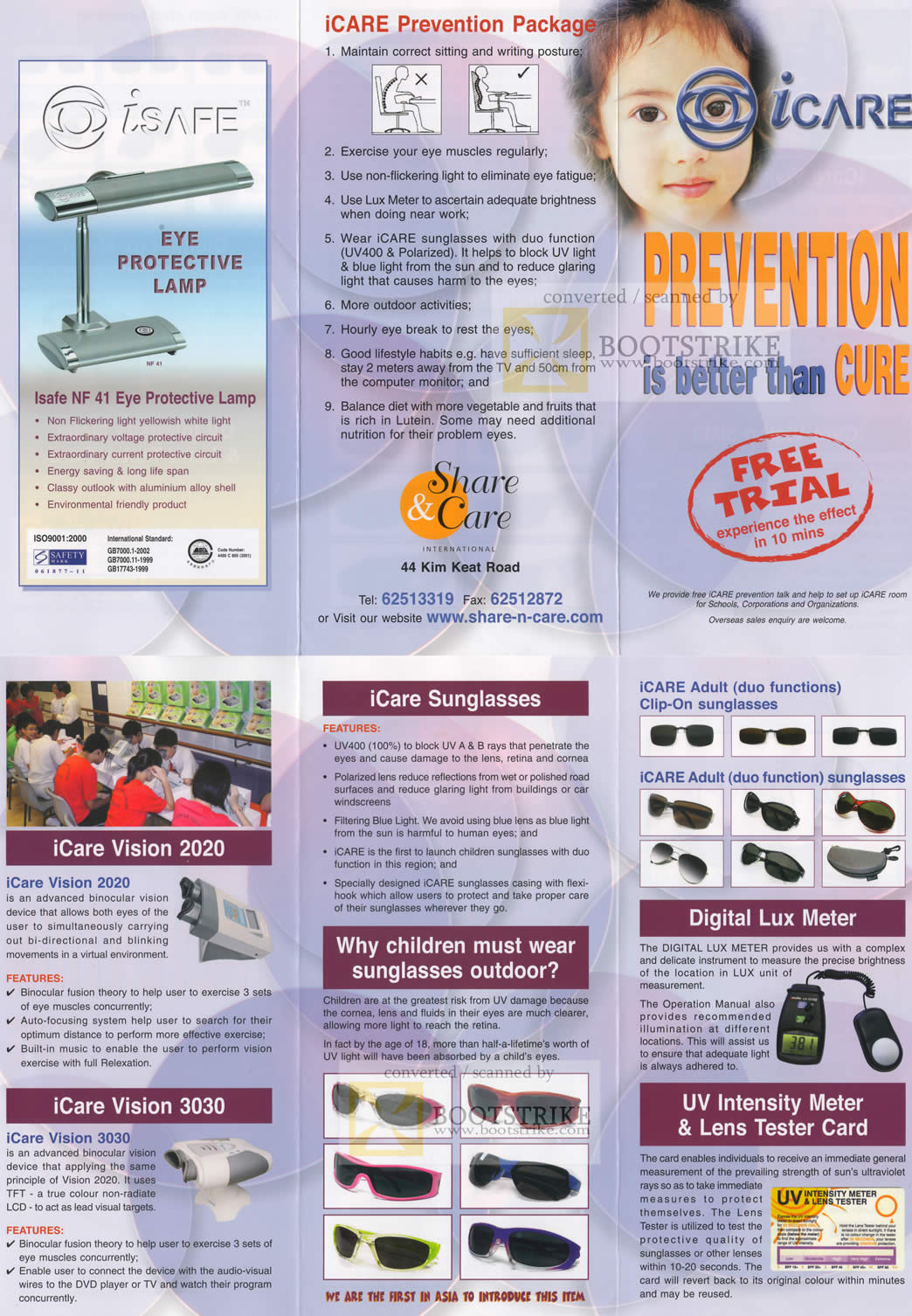 Sitex 2009 price list image brochure of Share N Care ISafe Eye Protective Lamp ICare Sunglasses Vision 2020 3030