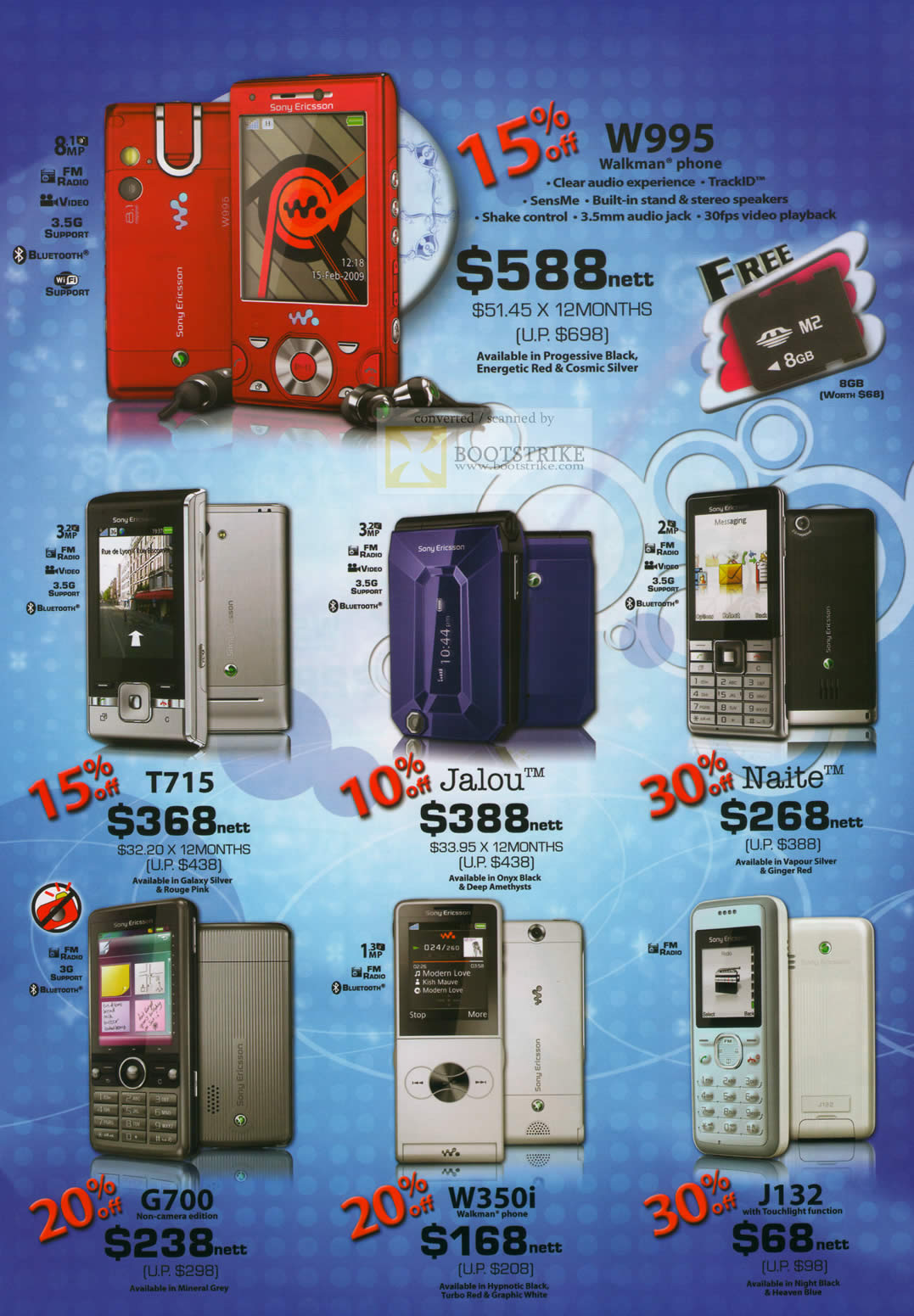 Sitex 2009 price list image brochure of Sony Ericsson 6Range W995 T715 Jalou Naite G700 W350i J132