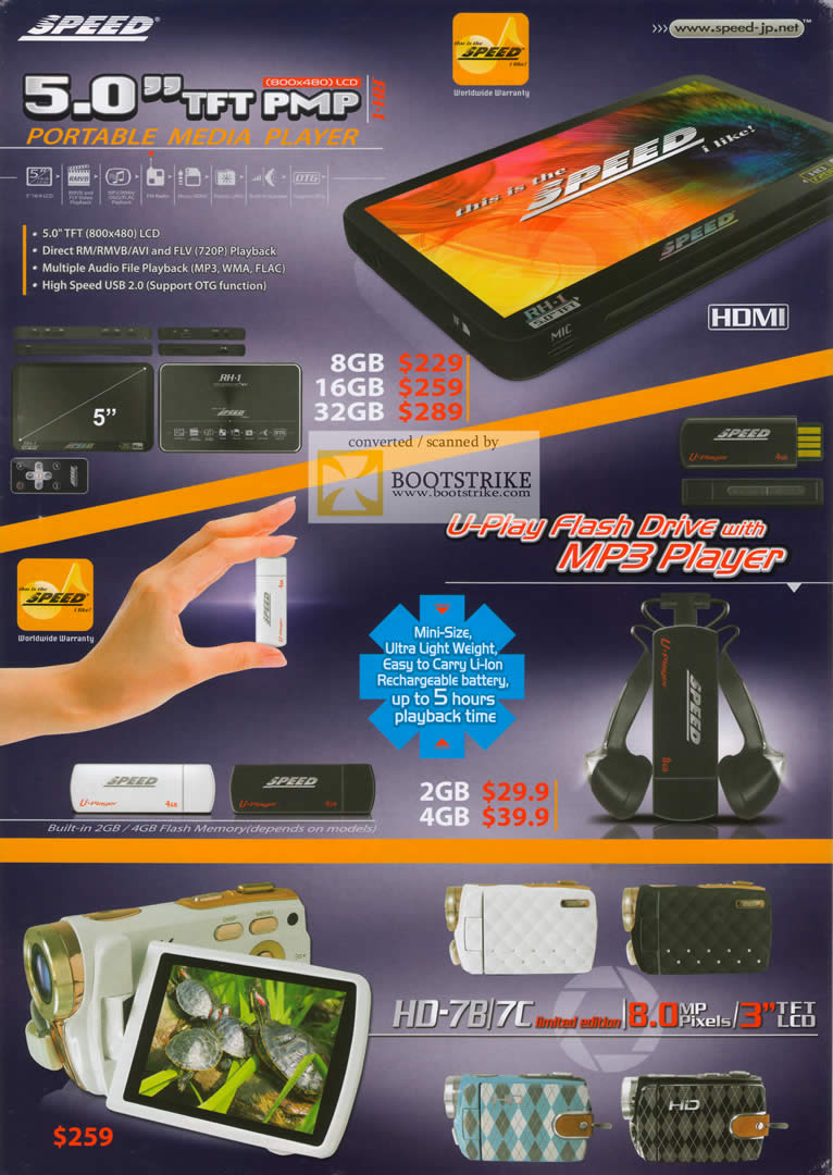 Sitex 2009 price list image brochure of Speed TFT Portable Media Player U-Play Flash Drive Mp3 HD 7B 7C