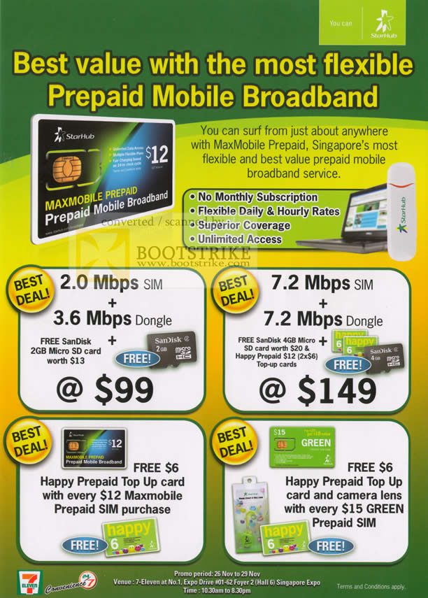 Sitex 2009 price list image brochure of Starhub 7Eleven Prepaid Mobile BroadBand