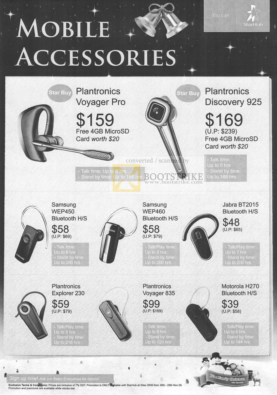 Sitex 2009 price list image brochure of Starhub Mobile Accessories Plantronics Voyager Discovery Samsung Jabra Bluetooth