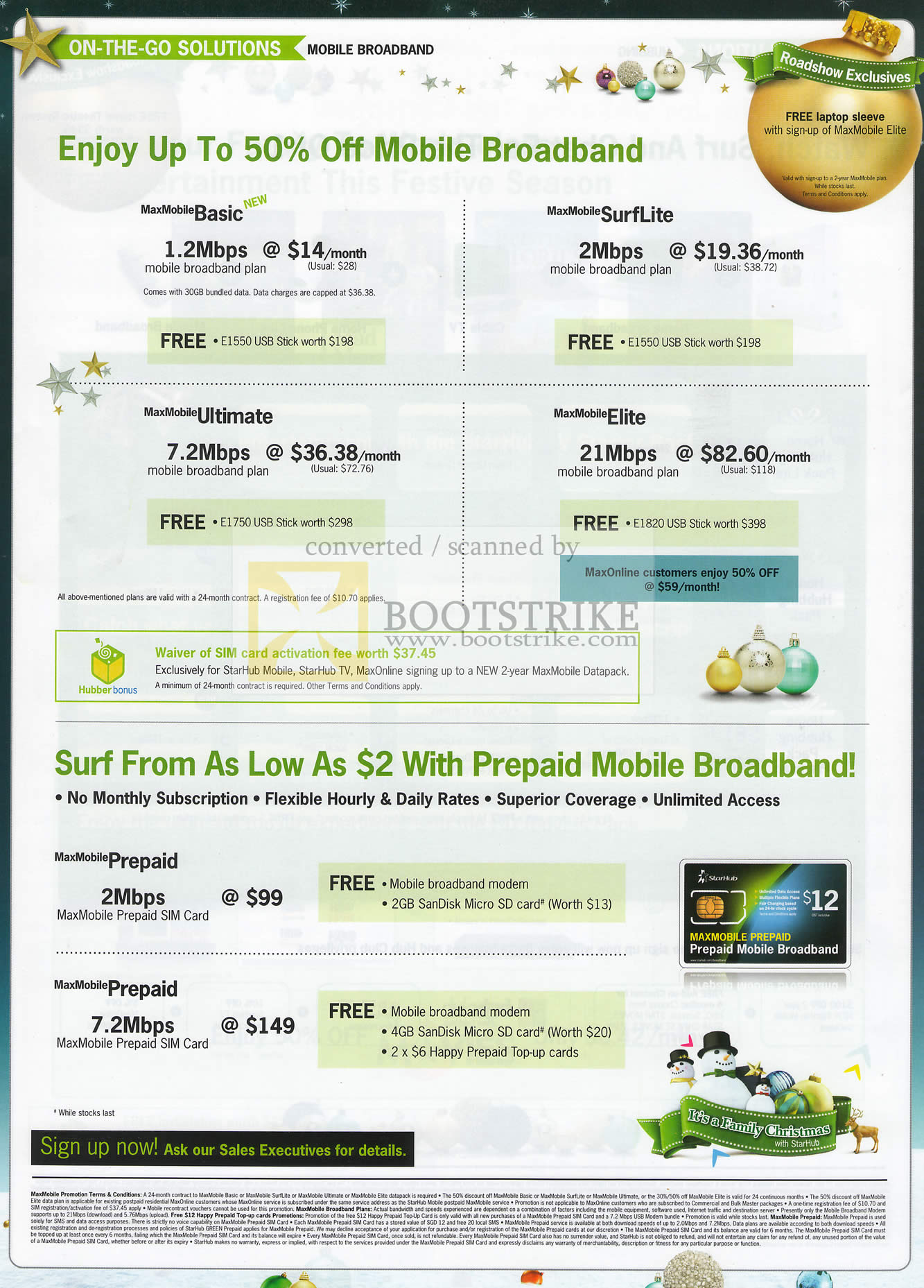 Sitex 2009 price list image brochure of Starhub Mobile Broadband MaxMobile Basic SurfLite Ultimate Elite