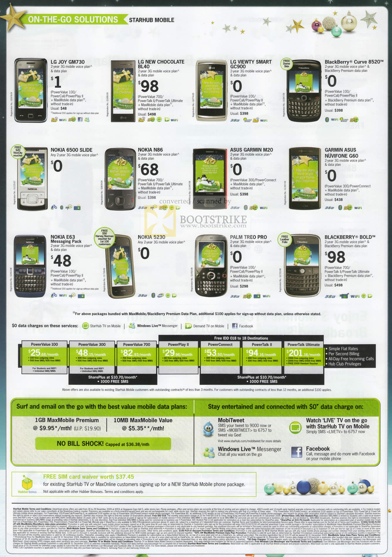 Sitex 2009 price list image brochure of Starhub Mobile Phones LG Nokia ASUS Garmin Palm Blackberry