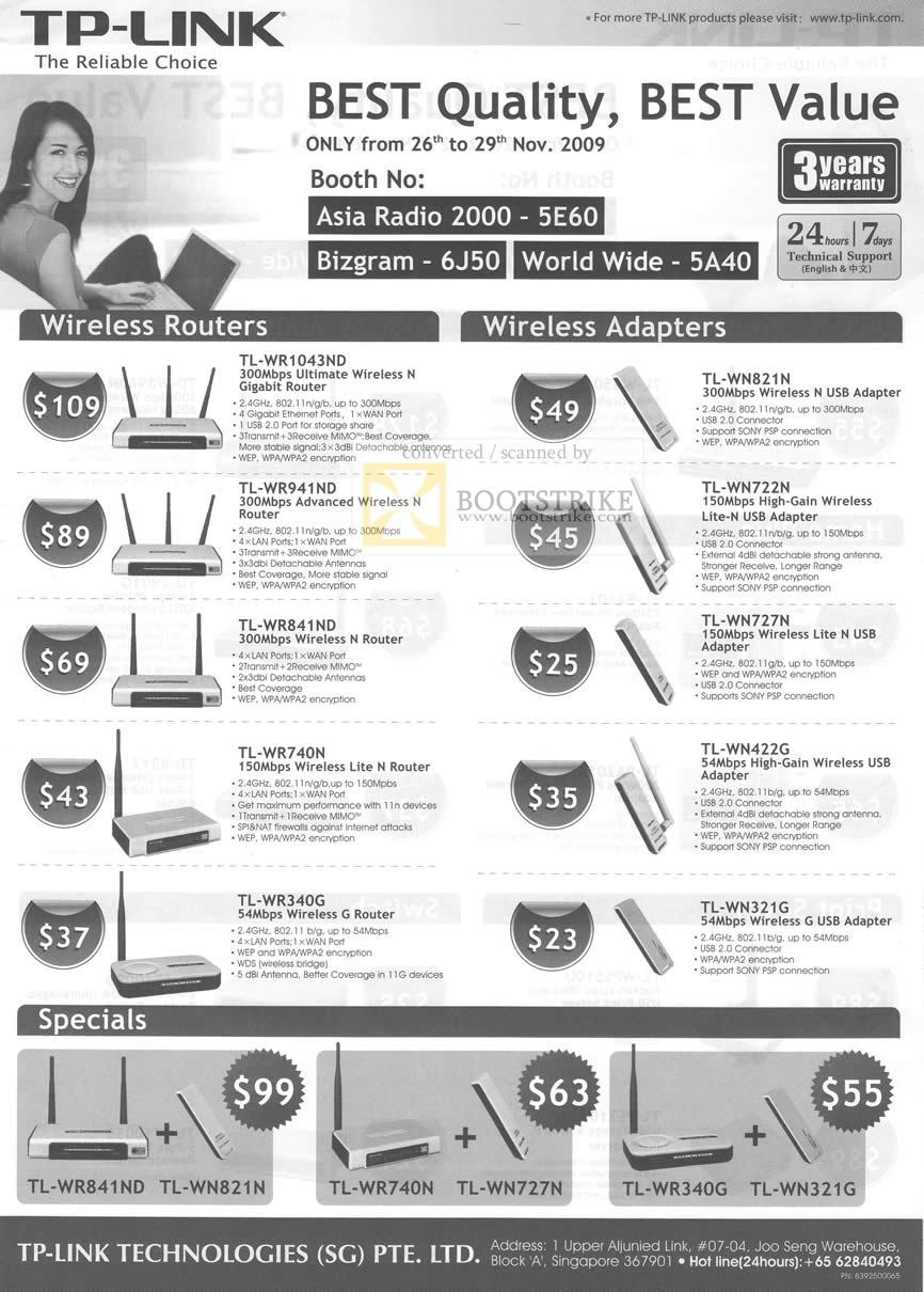 Sitex 2009 price list image brochure of TP Link Wireless Routers Adapters Routers N G