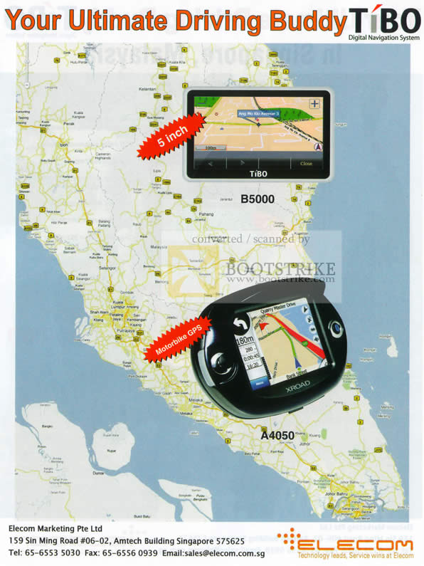Sitex 2009 price list image brochure of TiBO GPS Navigation System B5000 A4050 Elecom