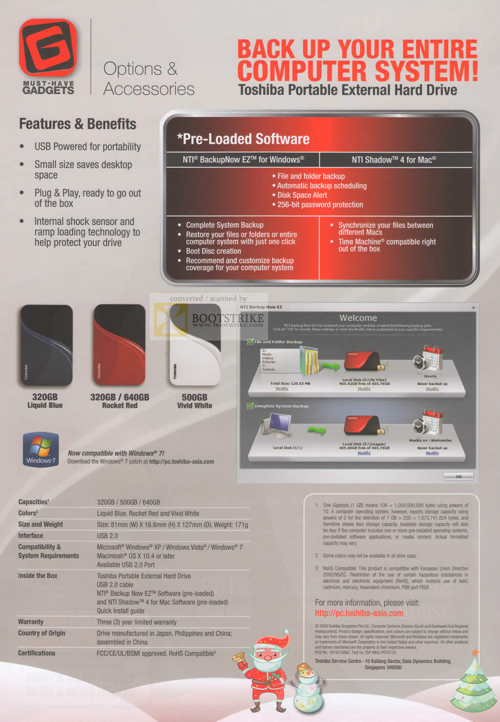 Sitex 2009 price list image brochure of Toshbia External Portable Storage Drives