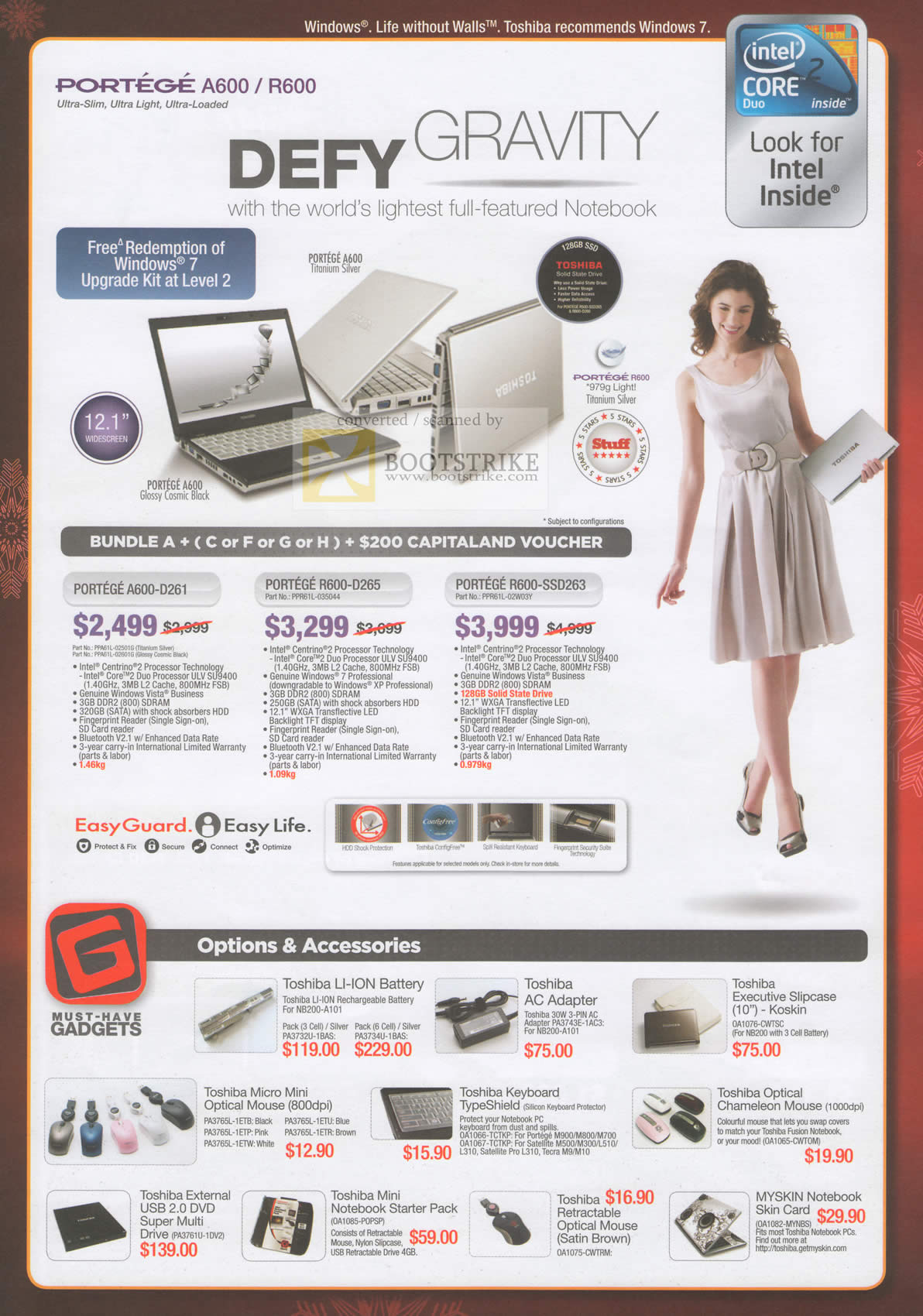 Sitex 2009 price list image brochure of Toshiba Portege A600 D261 R600 D265 SSD263 Notebooks Accessories