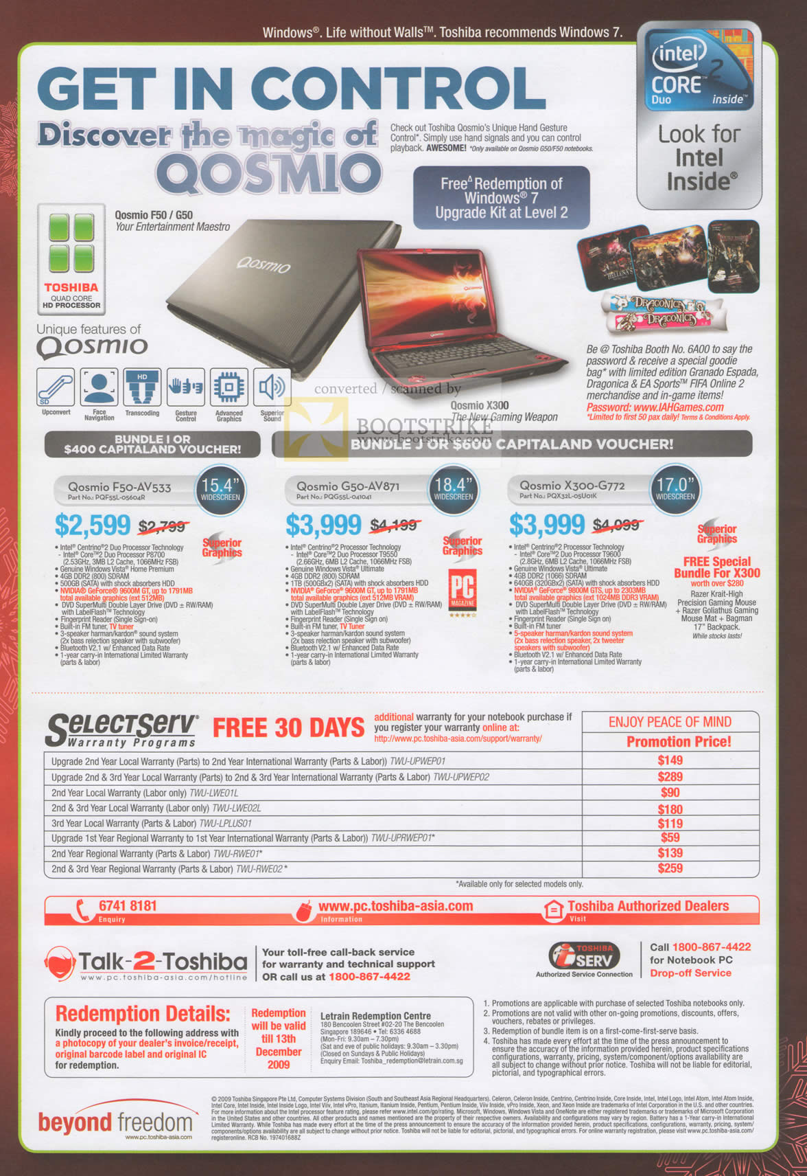 Sitex 2009 price list image brochure of Toshiba Qosmio F50 G50 Notebooks F50 AV533 G50 AV871 X300 G772
