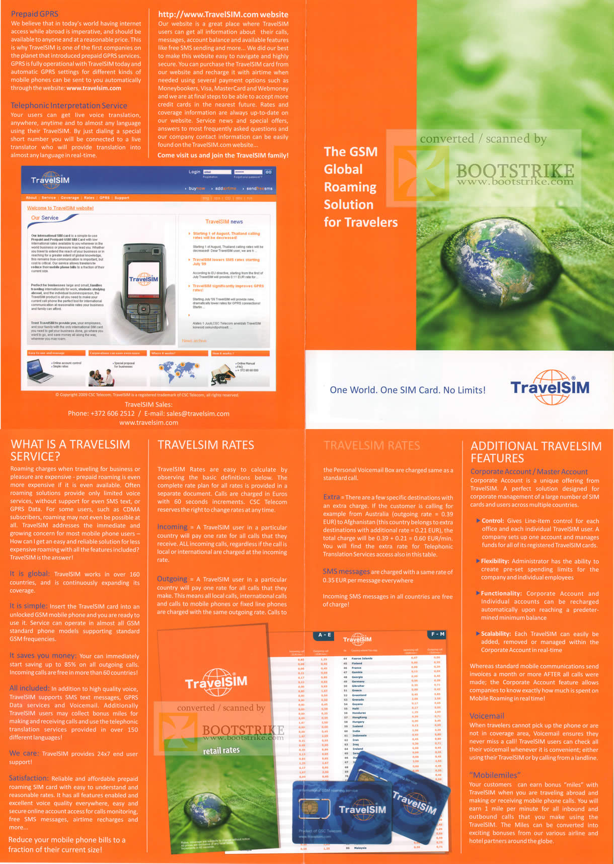 Sitex 2009 price list image brochure of TravelSIM Mobile Roaming Solution