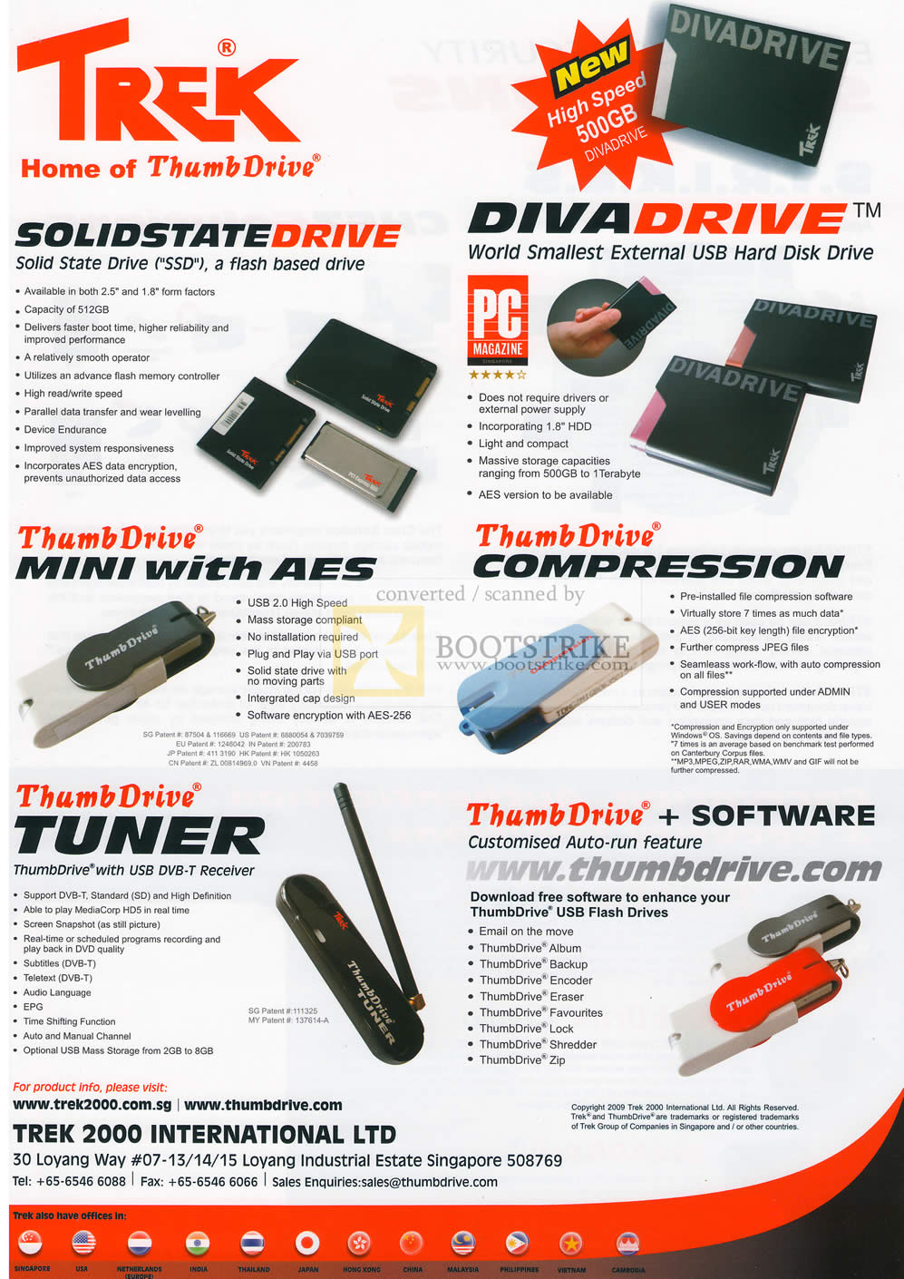 Sitex 2009 price list image brochure of Trek Thumbdrive SSD DivaDrive Mini AES Tuner Compression