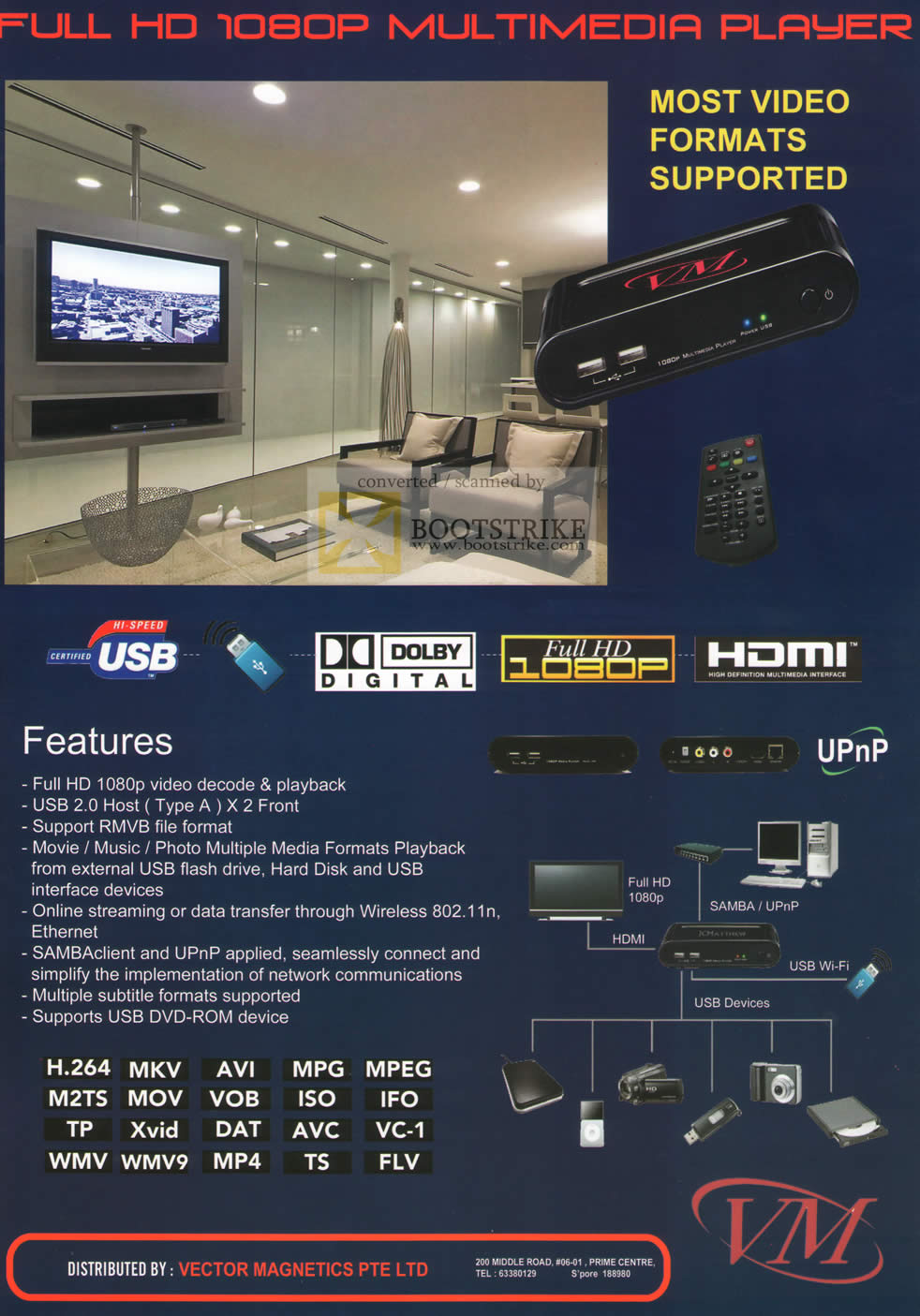 Sitex 2009 price list image brochure of Vector Magnetics Video Media Player