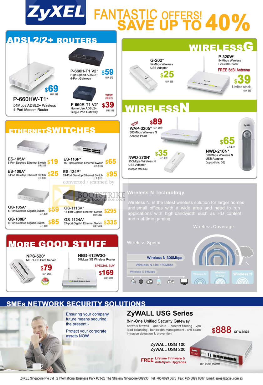 Sitex 2009 price list image brochure of ZyXEL ADSL Routers Wireless G N Ethernet Switches