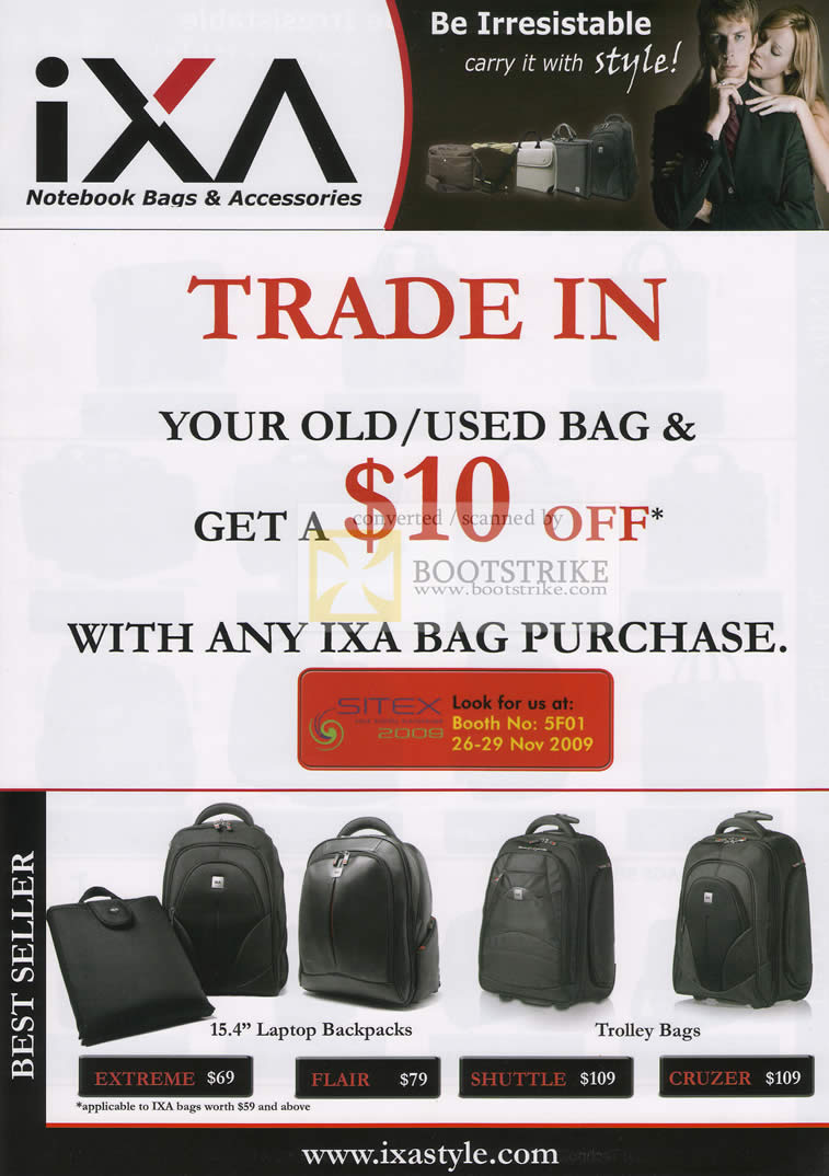 Sitex 2009 price list image brochure of IXA Notebooks Bags Accessories Trade In Offer Extreme Flair Shuttle Cruzer