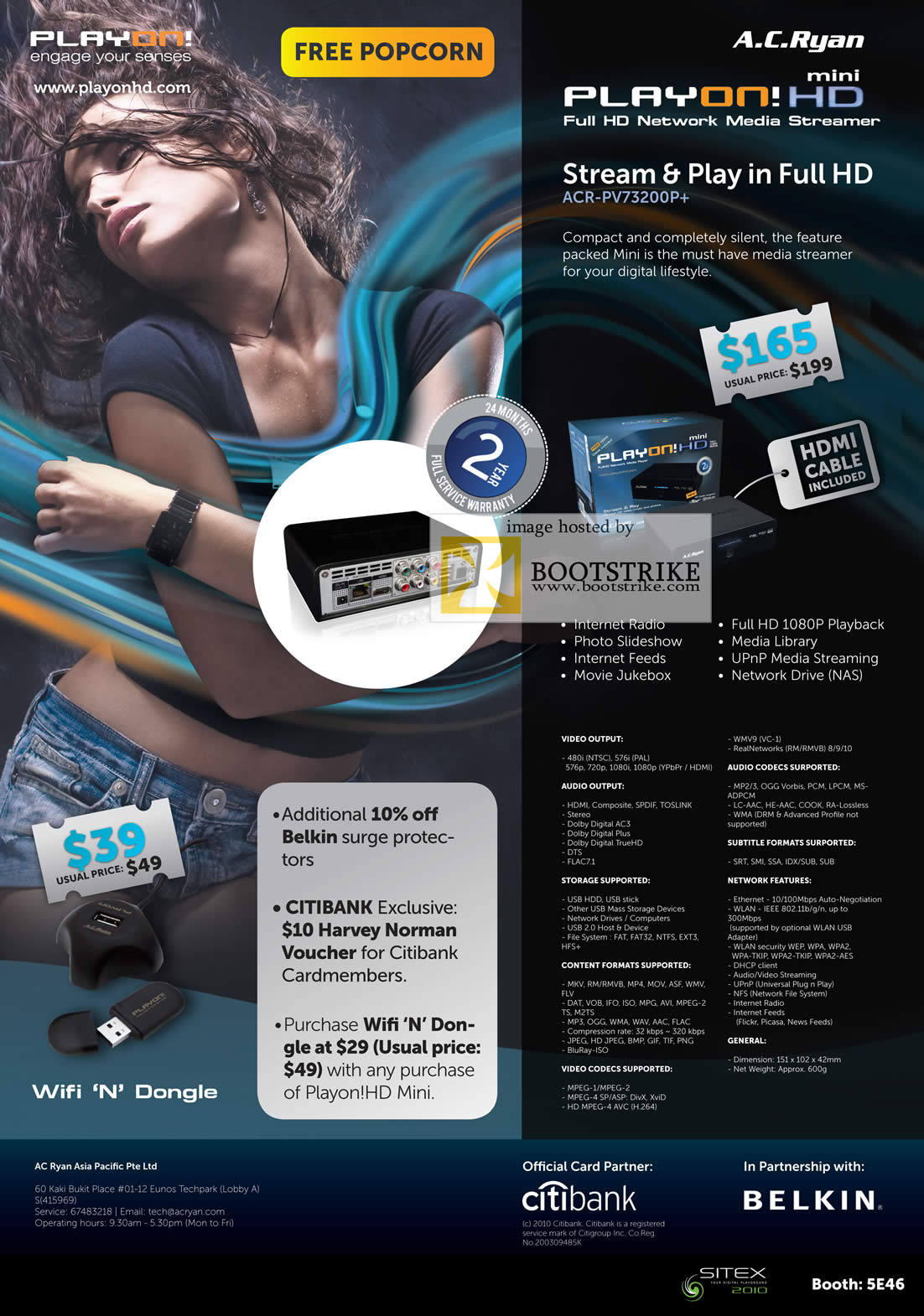 Sitex 2010 price list image brochure of AC Ryan Mini PlayOn HD Network Media Streamer Media Player ACR PV73200P Plus