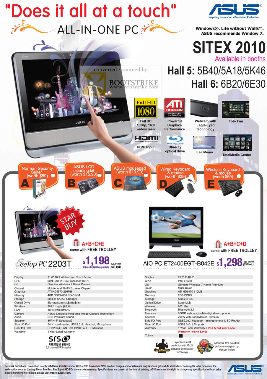 Sitex 2010 price list image brochure of ASUS All In One EeeTop PC 2203T AIO ET2400EGT B042E