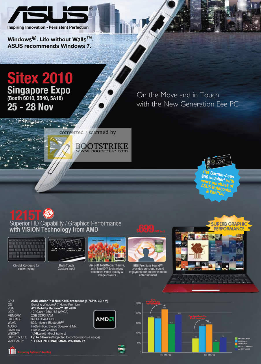 Sitex 2010 price list image brochure of ASUS Eee Notebook AMD Vision 1215T