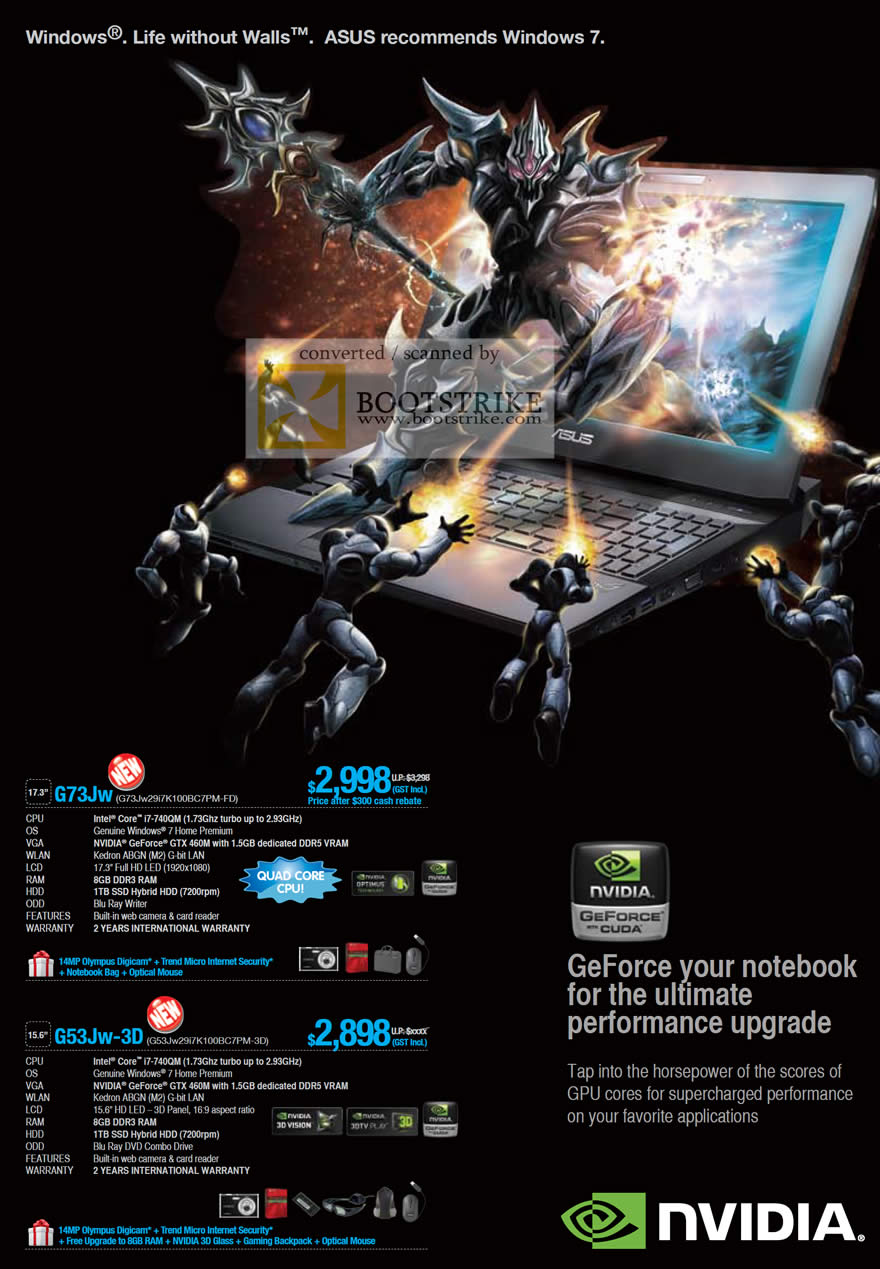 Sitex 2010 price list image brochure of ASUS Notebooks G73Jw G53Jw 3D Nvidia Geforce