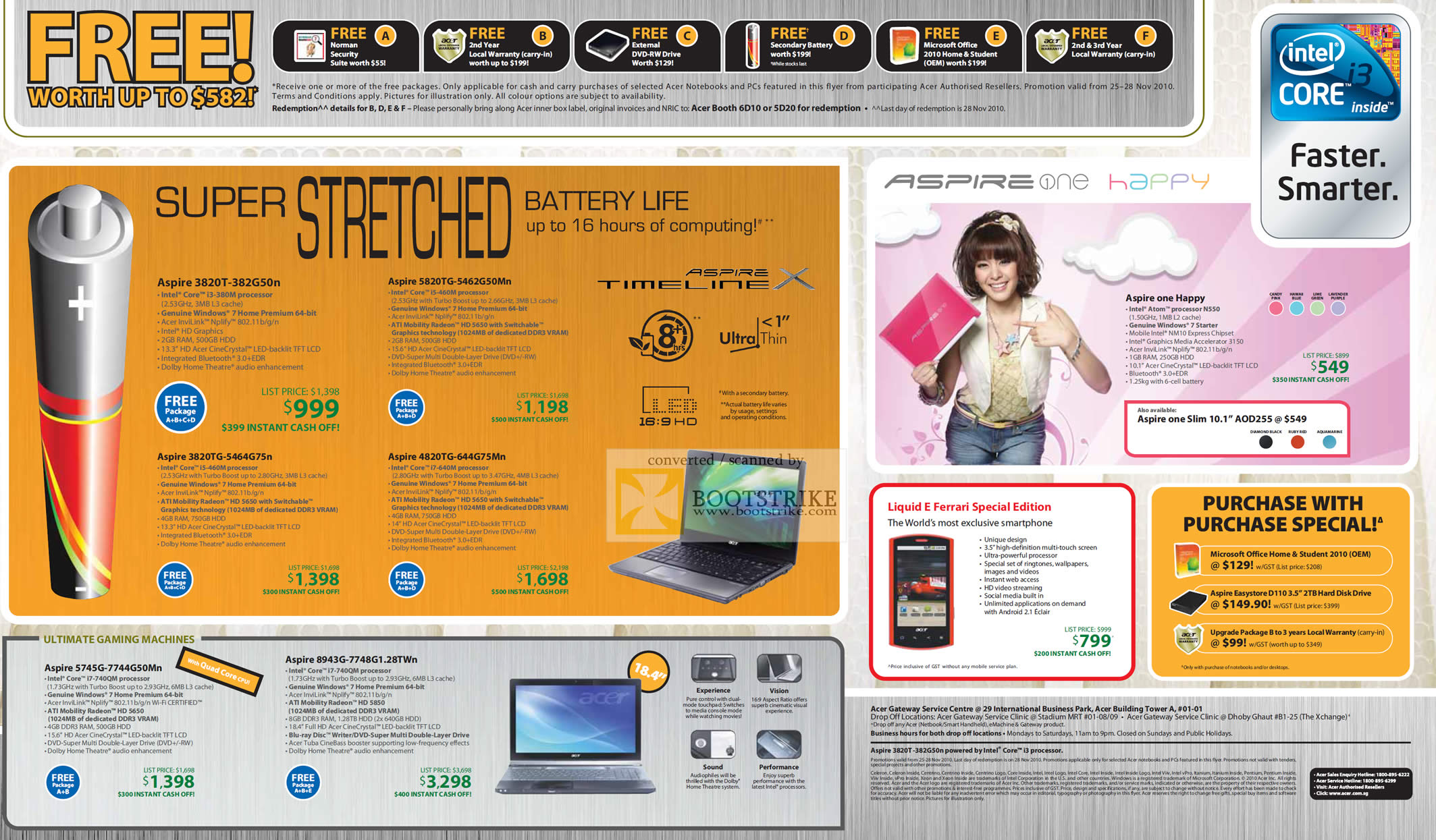 Sitex 2010 price list image brochure of Acer Aspire Notebooks 3820T 3820TG 5820TG 4820TG Timeline X Gaming 5745G 8943G Aspire One Liquid E Ferrari Mobile