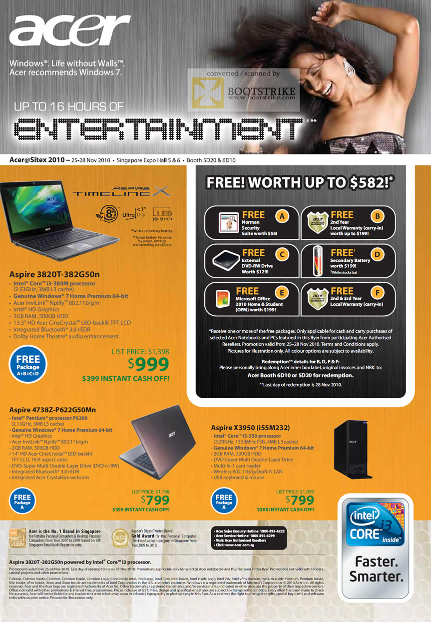 Sitex 2010 price list image brochure of Acer Aspire Notebooks Timeline 3820T 4738Z X3950