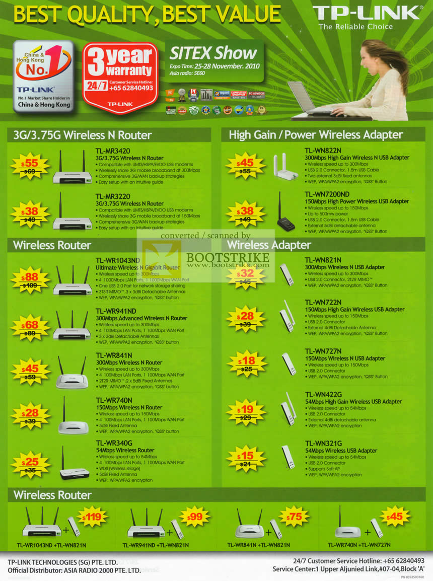 Sitex 2010 price list image brochure of Asia Radio TP Link Wireless N Router 3G Wireless Adapter