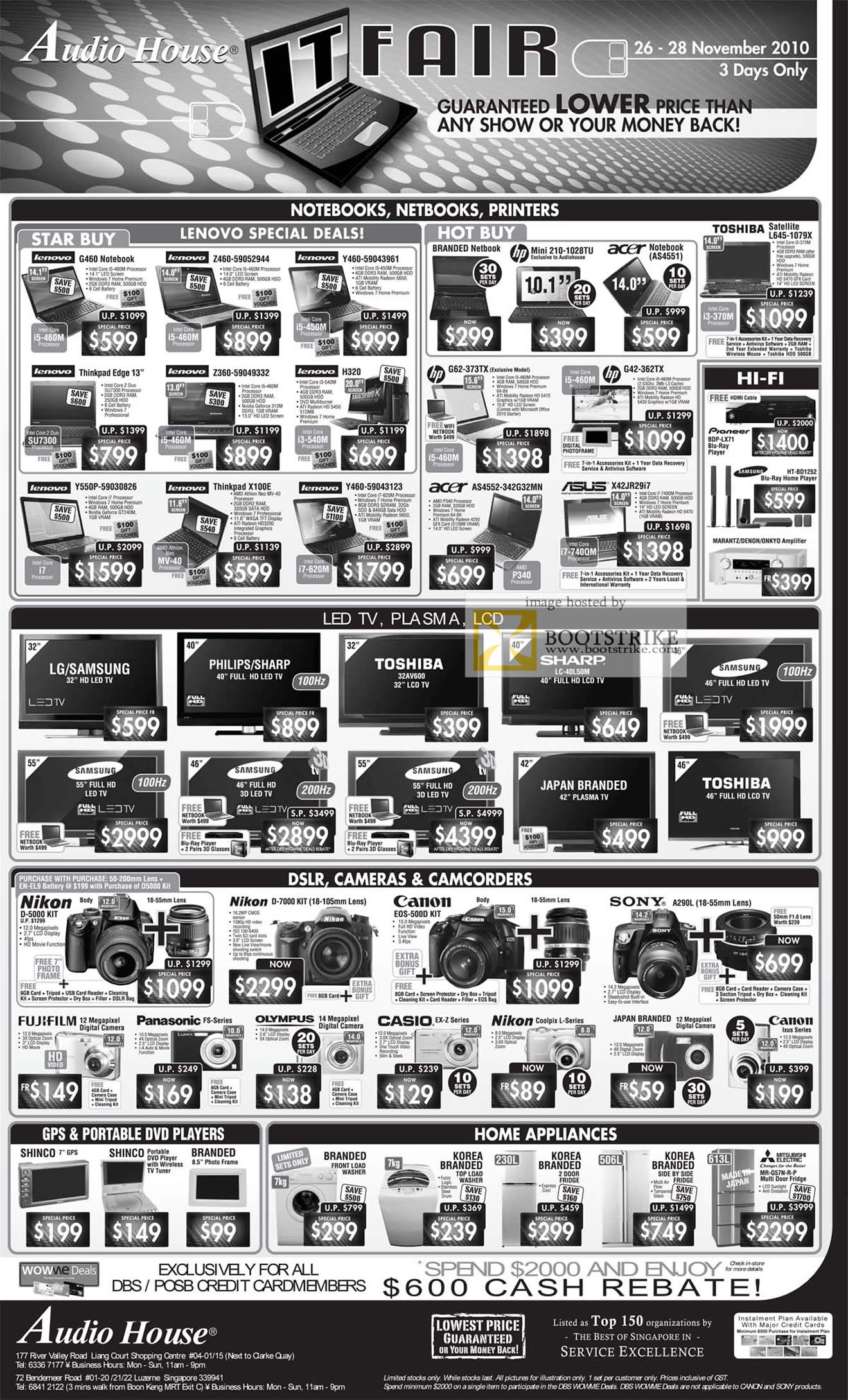 Sitex 2010 price list image brochure of Audio House Notebooks Lenovo G460 Y460 Thinkpad Edge HP G62 LED TV LCD Plasma Samsung LG DSLR Nikon Canon GPS