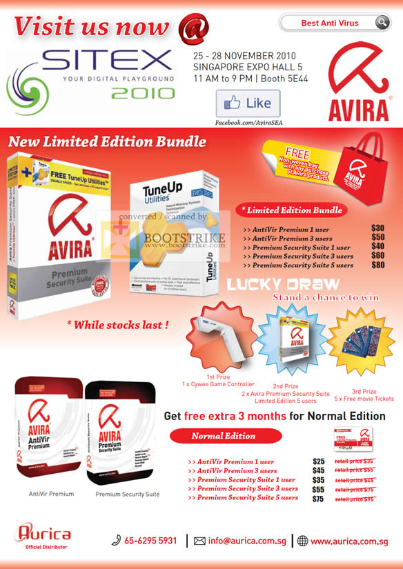 Sitex 2010 price list image brochure of Aurica Avira Premium Security Suite TuneUp Utilities AntiVir